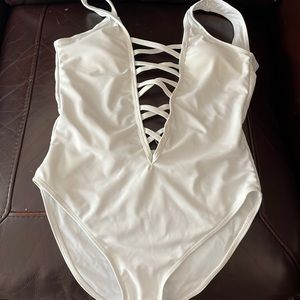 White one piece bathing suit